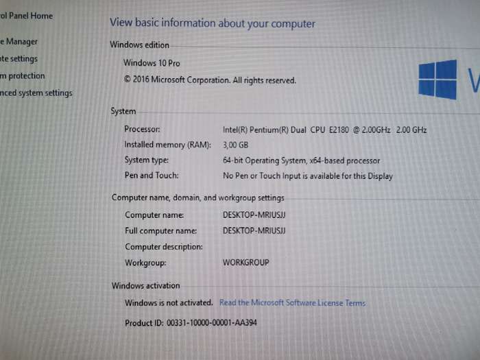 HP Compaq dx2390 Microtower - With Intel(R) Pentium(R) Dual CPU - Windows 10(Not activated)