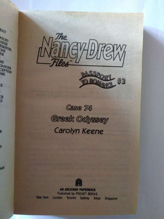 The Nancy Drew Files , Passport to Romance , Case 74 Greek Odyssey by Carolyn Keene -1992