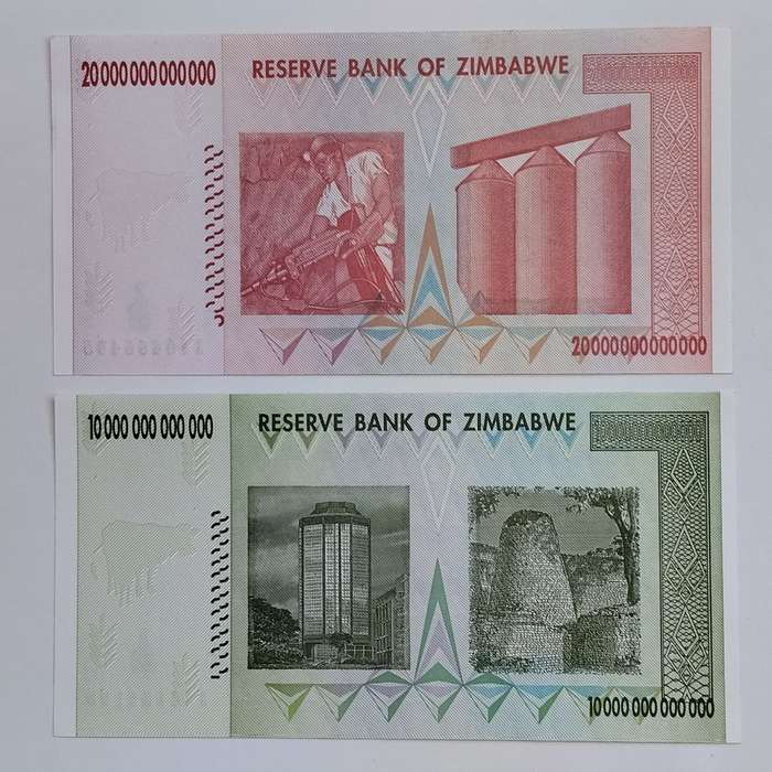 UNC Set of Trillion Dollar Zimbabwe Notes (4 Notes) #N0005