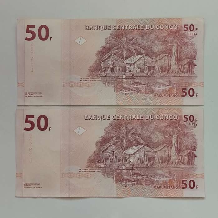 50 Francs Congo Notes in Sequence (7485791-7485792) #N0020