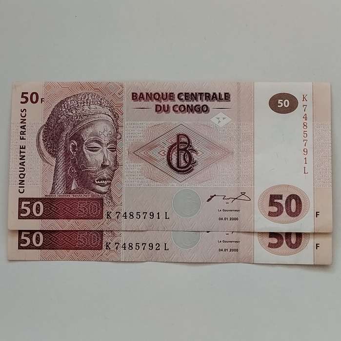 50 Francs Congo Notes in Sequence (7485791-7485792) #N0020