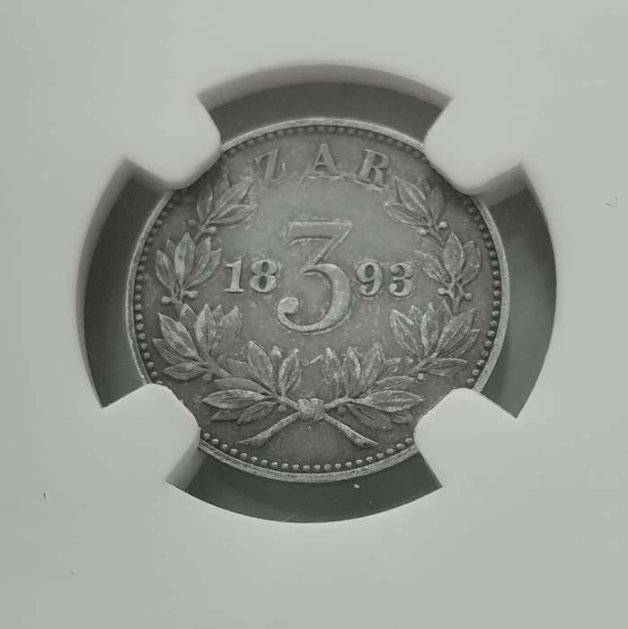 1893 ZAR 3 Pence NGC AU55 #C0116