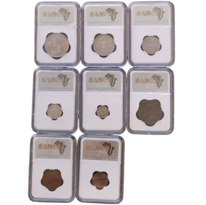 Graded Partial 1937 UK Specimen Set (8 Coins) #C0119