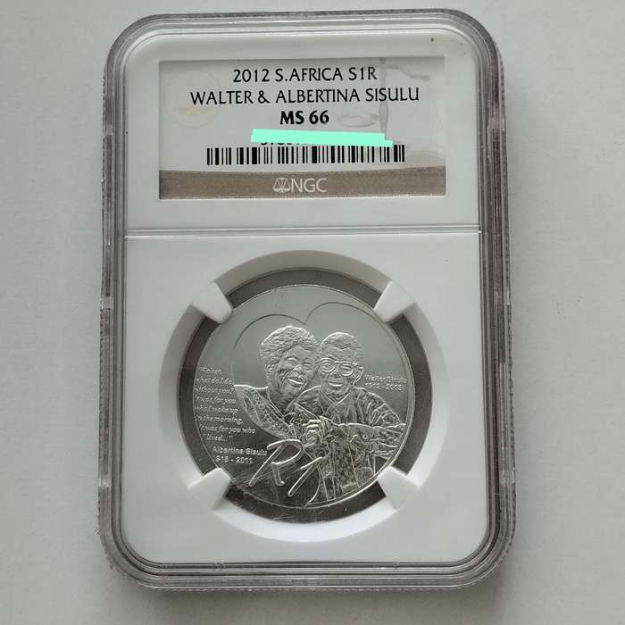 2012 Walter & Albertina Sisulu Proof One Rand NGC MS66 #C0122