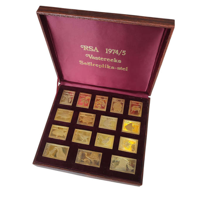 RSA 1974/75 Definitive Stamp Set Gold Plated Sterling Silver #0008