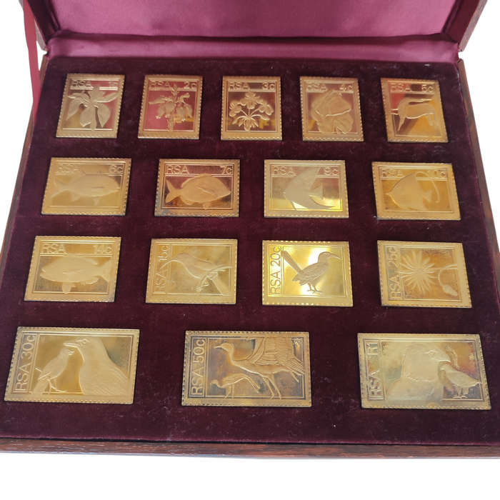 RSA 1974/75 Definitive Stamp Set Gold Plated Sterling Silver #0008