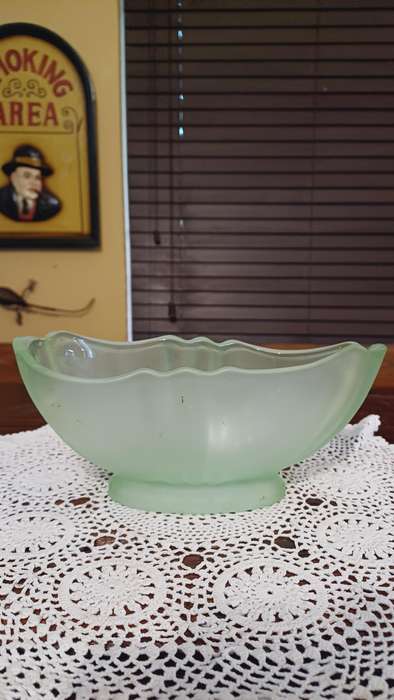 Vintage  Art Deco Frosted Green Glass Vase