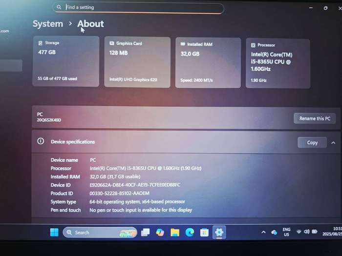 Lenovo ThinkPad L490  Intel Core i5, 32GB RAM, 480GB SSD, Windows 11 Pro