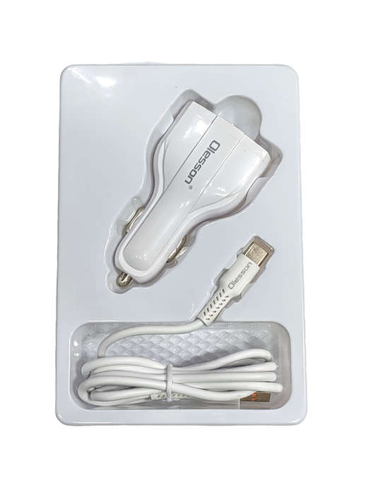 Fast Charging - 3 Port Car Charger 2 USB And 1 Type C  With Type Cable
