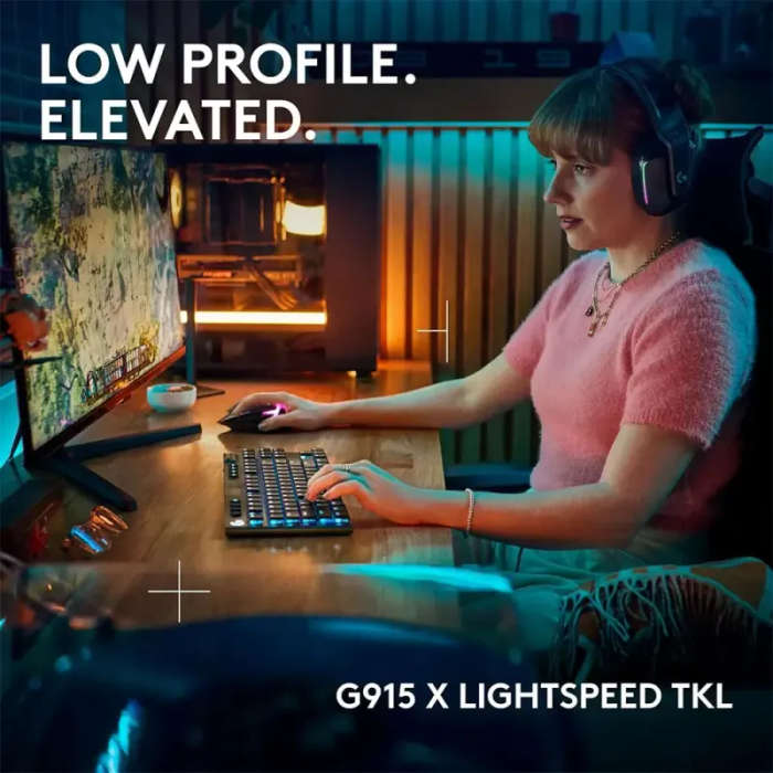 Logitech G915 X TKL Tenkeyless Wireless RGB Mechanical Gaming Keyboard  Black