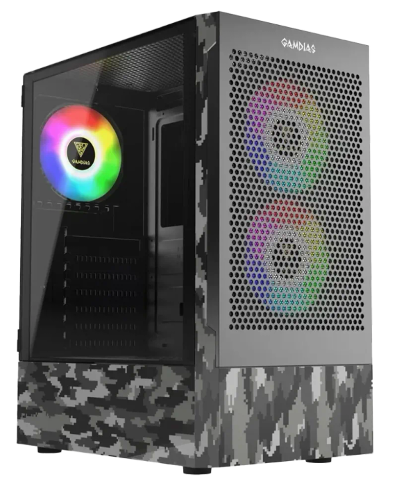 Gamdias Camo Edition Talos E3 Mesh Gaming Case with ARGB Fans & Tempered Glass