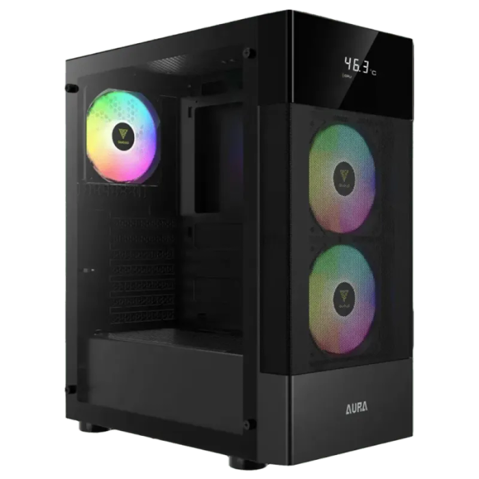 Mid-Tower PC Case with Digital Display & RGB Fans  Aura GC5