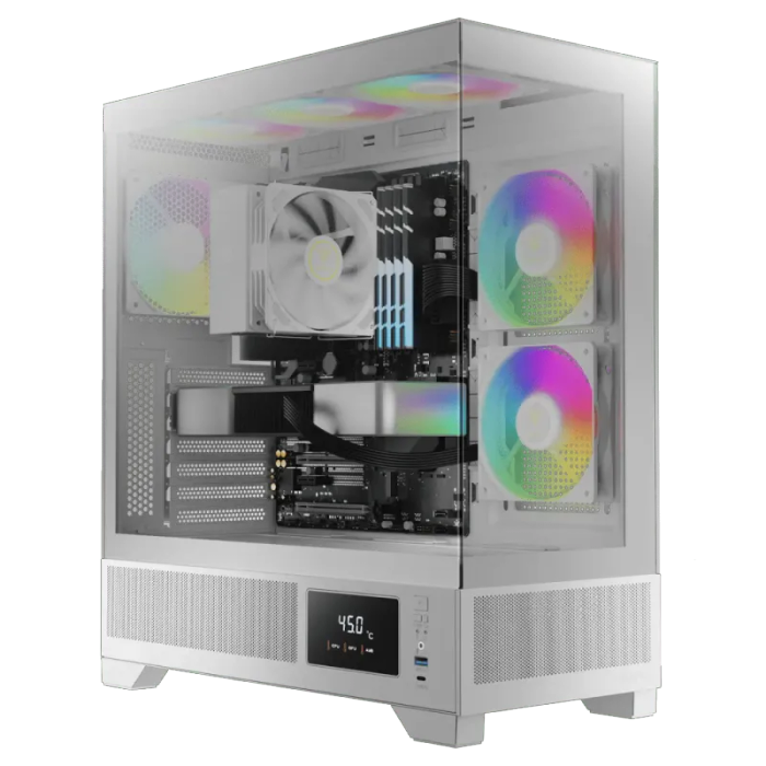 Gamdias Atlas M1 Tempered Glass Gaming Case - Elegant White Design