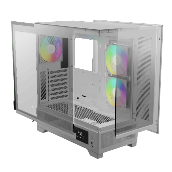 Gamdias Atlas M1 Tempered Glass Gaming Case - Elegant White Design