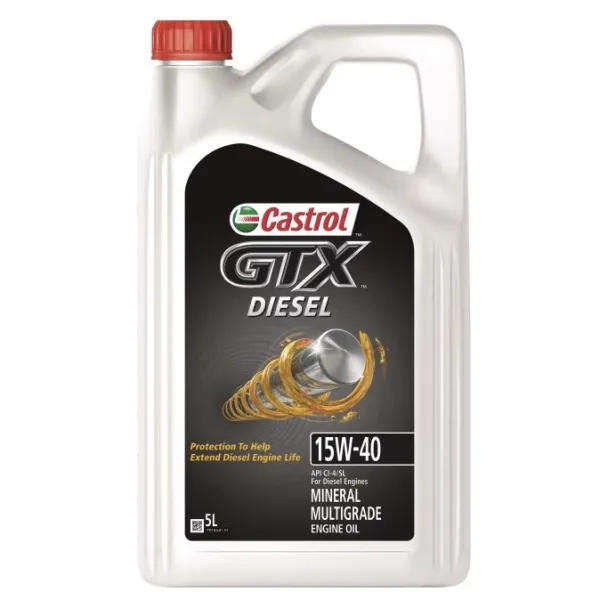 Castrol GTX Diesel 15W-40 Engine Oil, 5L  Advanced Protection for Diesel Engines