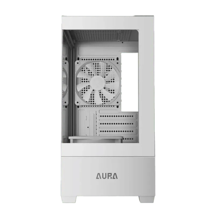 White ATX Mid Tower Gaming Case with ARGB Fans & Tempered Glass