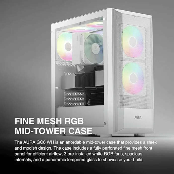 White Gaming Case with RGB  AURA-GC6-WH