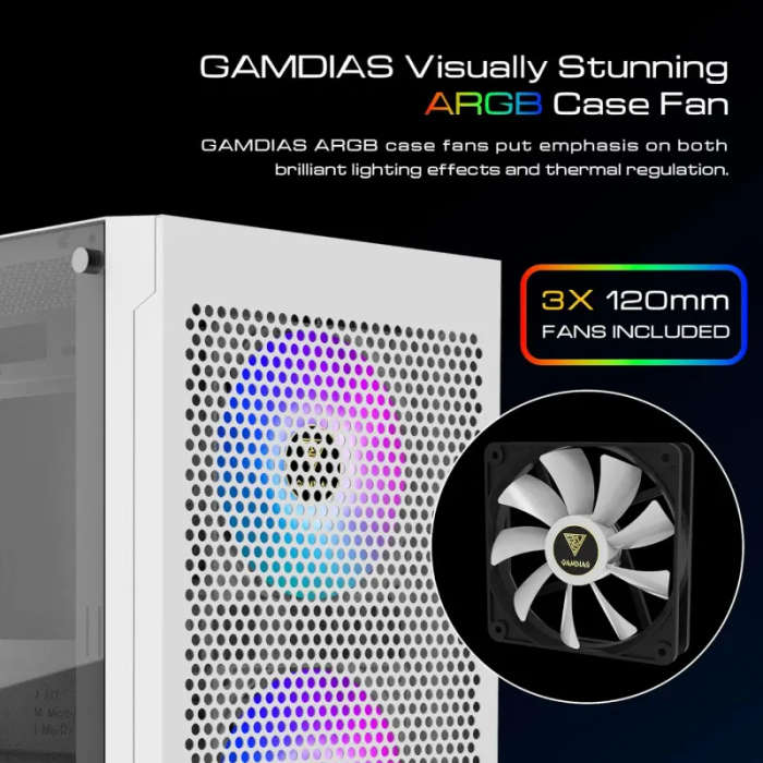 Gamdias Talos E3 Mesh White Gaming Case