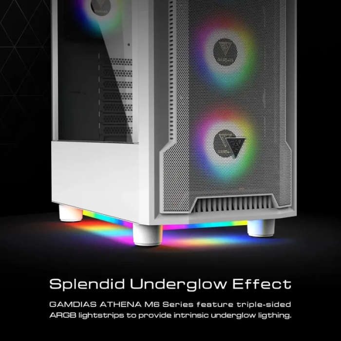 Gamdias Athena M6 Lite Gaming Case - Stylish White Design
