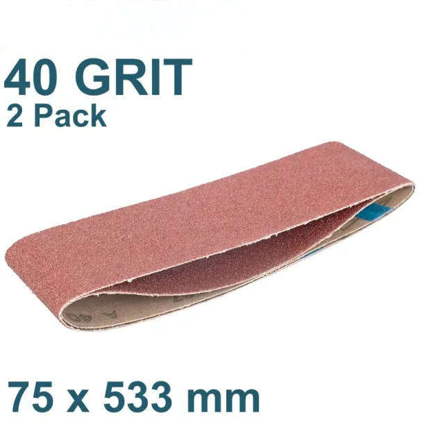 Sanding Belts 75 x 533 mm  Grit 40 (2 Pack)