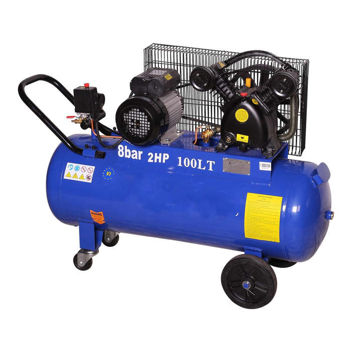 100L 1.5 KW (2 HP) 230 V Belt Driven V-Type Air Compressor