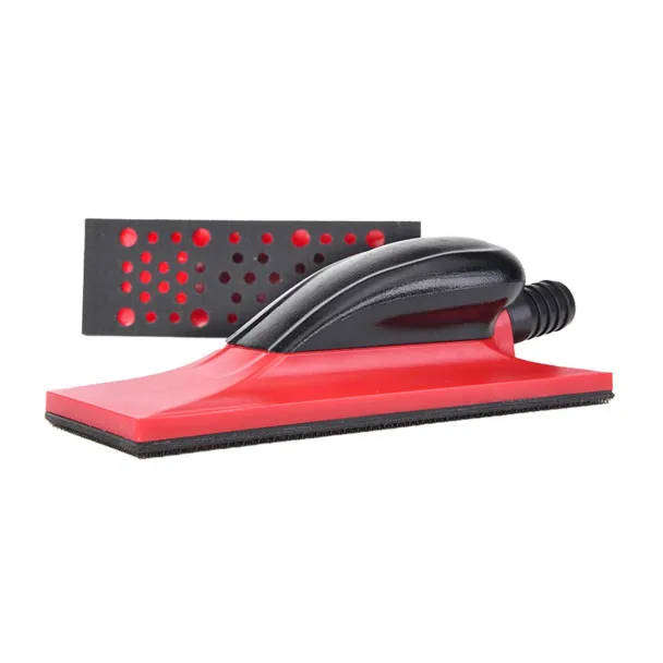 Hand Sanding Block with Ergonomic Grip  Red