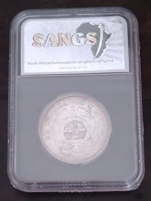 1897 Paul Kruger silver 2 1/2 Shillings graded AU53  Excellent Scraper Marks