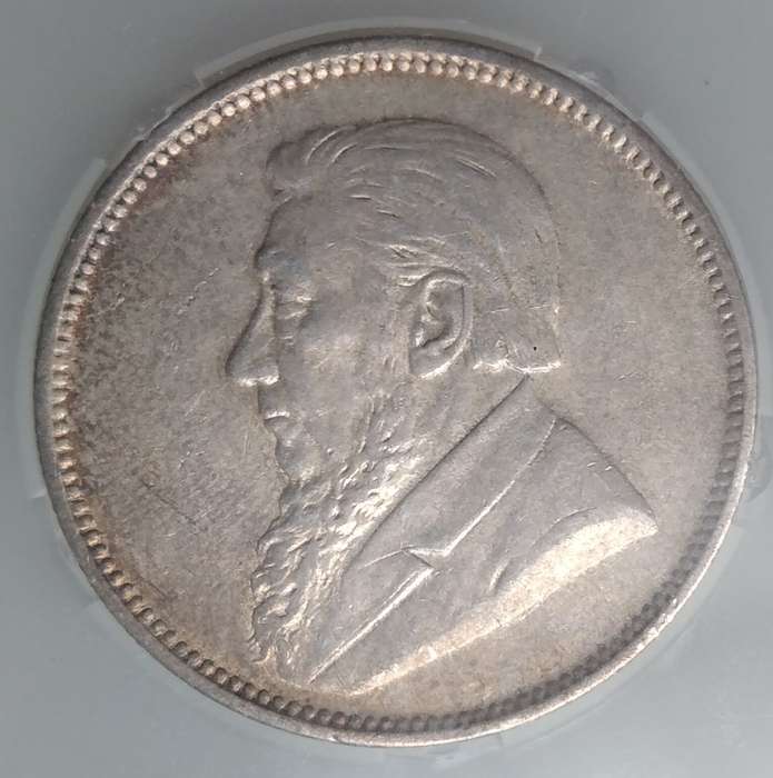 1897 ZAR Kruger silver 2 Shillings SANGS AU53