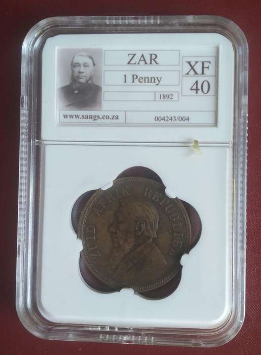 ZAR 1 Penny 1892 XF 40