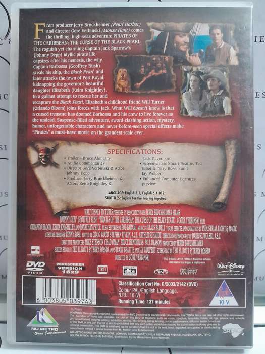 Pirates of the Caribbean The Curse of the Black Pearl - Johnny Depp (DVD)