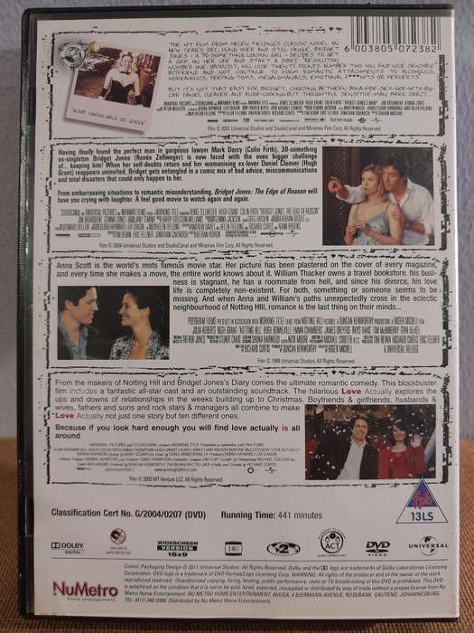 Bridget Jones x 2 - Notting Hill - Love Actually - Hugh Grant & Collin Firth (4xDVD)