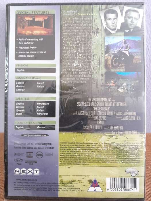 The Great Escape - Steve McQueen & James Garner & Richard Attenborough (DVD) New
