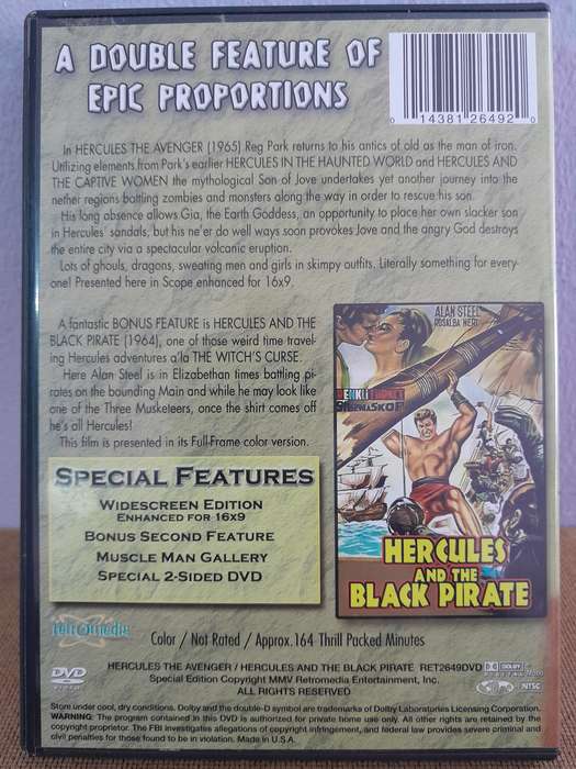 Hercules - Double Feature - The Avenger & The Black Pirate (2-Sided DVD)
