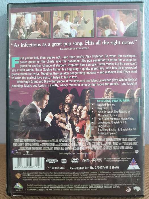 Music & Lyrics - Hugh Grant and Drew Barrymore (DVD)