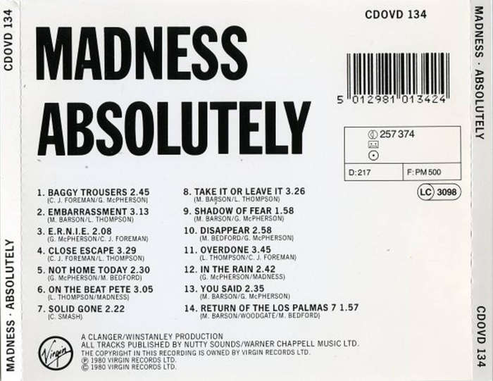 Madness - Absolutely CD