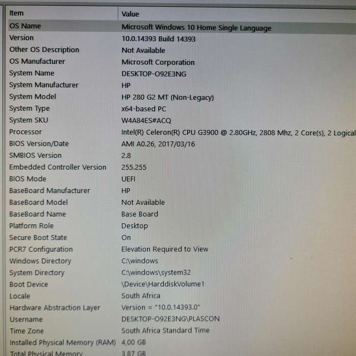 HP 280 G2 MT Business PC Desktop Intel Celeron 500GB HDD 2.8GHz 4GB RAM