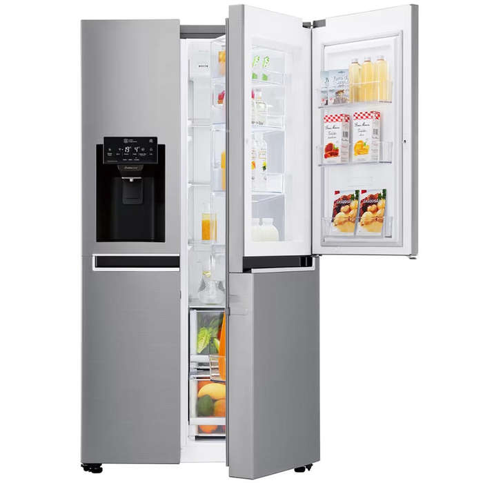 LG 601L Platinum Silver Side by Side Refrigerator, Door-In-Door (Plumbed) - GC-J247SLUV