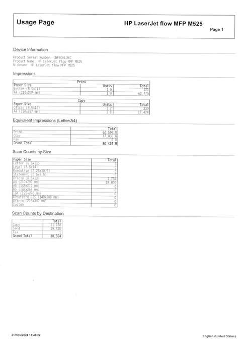 HP LaserJet Enterprise flow MFP M525c Mono Printer CF118A