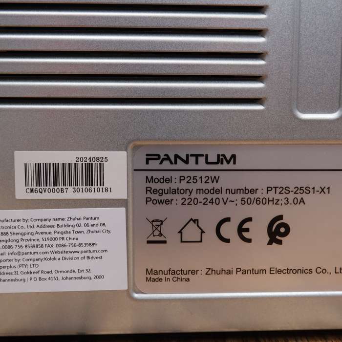 Pantum P2512W Mono Laser Printer Wi-Fi Capability - Open Box