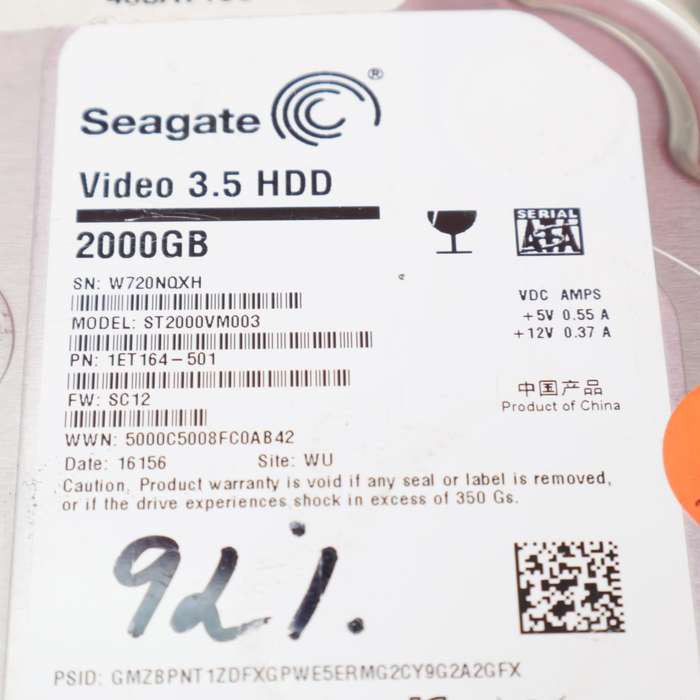 Seagate 2TB Desktop 3.5" Hard Drive ST2000VM003 SATA 6Gb/s 64MB Cache