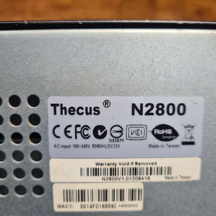 Thecus N2800 NAS Server 2.13GHz Intel Atom 4GB RAM Two Bays