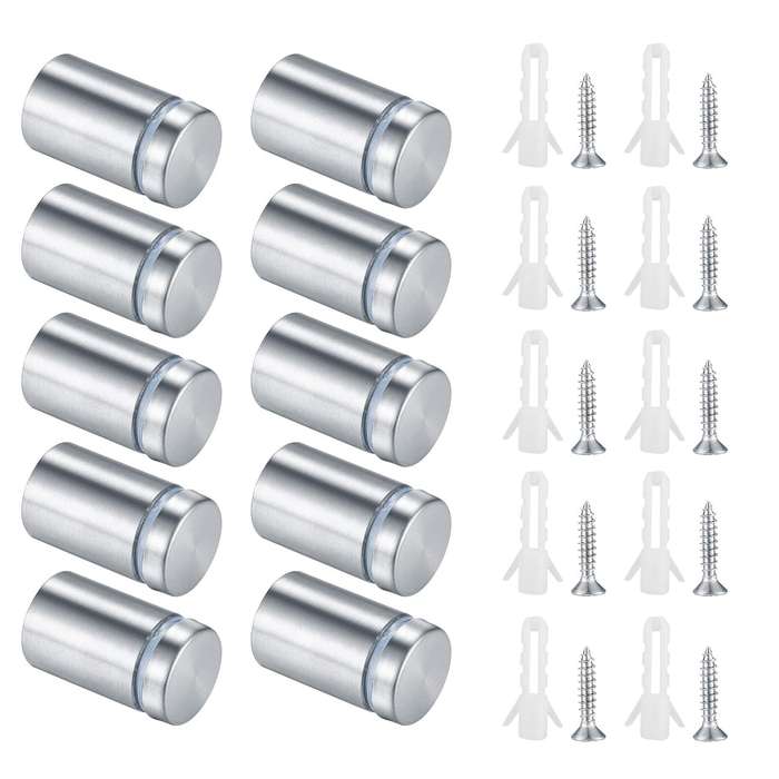 LED Standoff Fixings, 4-Pack, Satin Aluminium Finish, Red-White-Blue-Green, Wall Fixings Bolts