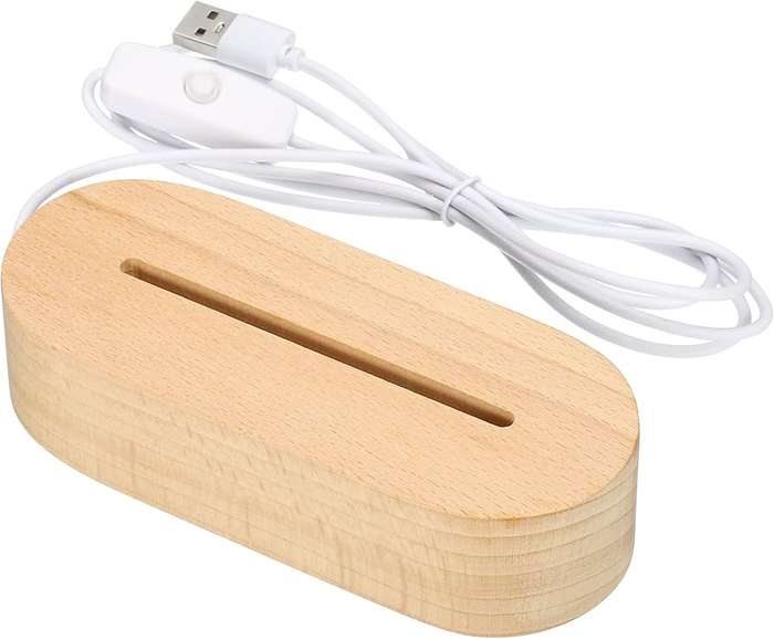 Acrylic LED Night light 3d wood Base Single Color Lamp for Home Decoration