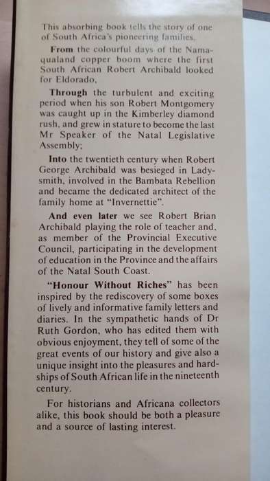 Honour Without Riches - The Story of an Archibald Family By: Dr. Ruth E. Gordon with family tree