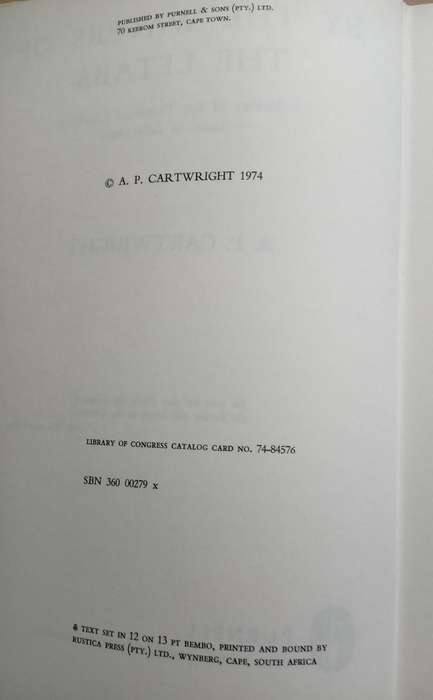 By The Waters of The Letaba : First Edition  A P Cartwright