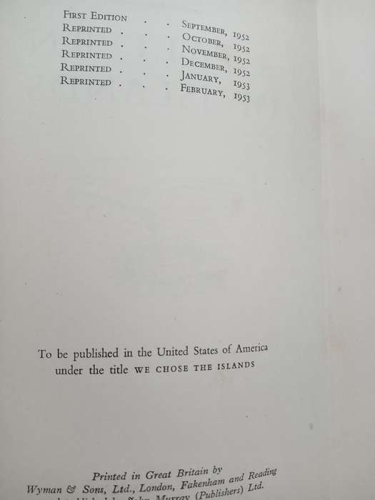 A Pattern of Islands-Arthur Grimble- 1953 1st edition 6th print
