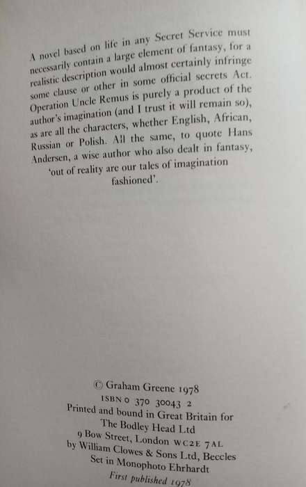 The Human Factor - Graham Greene 1st ed. 1978