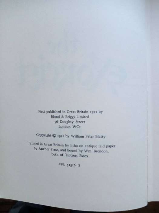 The Exorcist by William Peter Blatty 1st UK Edition 1971