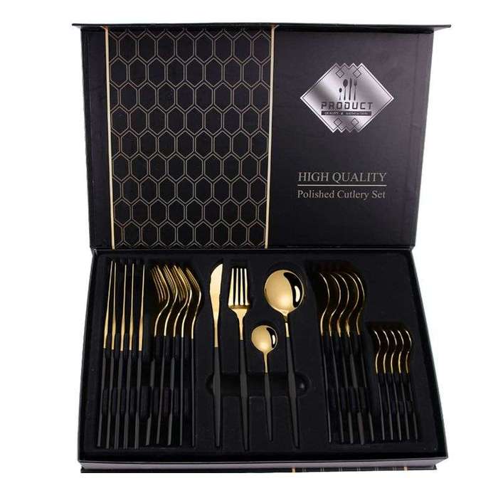 24 Piece Cutlery set(Black & Gold)