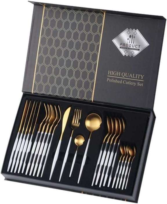 24 Piece Cutlery set(Black & Gold)